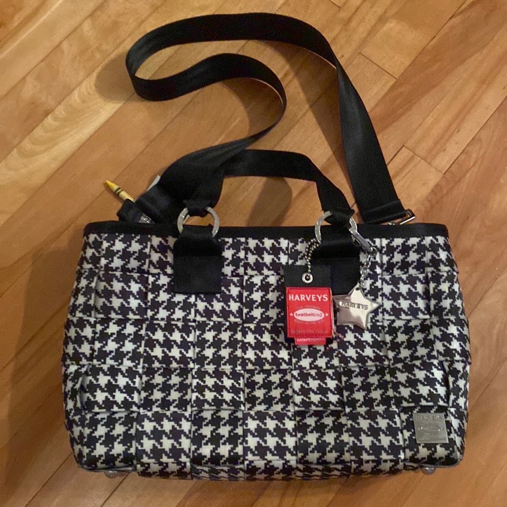Harvey’s houndstooth messenger bag